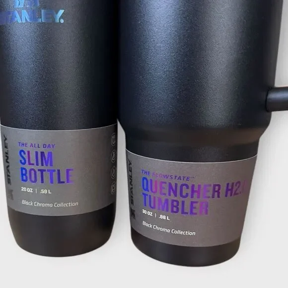 Stanley Black Chroma 20 oz All Day Slim Bottle /30 oz Quencher H2O Tumbler (b) - Picture 4 of 10